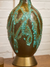 Load image into Gallery viewer, Glazed Turquoise and Brown Lamp
