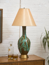 Load image into Gallery viewer, Glazed Turquoise and Brown Lamp
