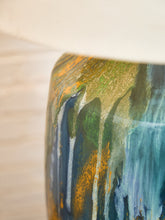 Load image into Gallery viewer, Yellow Turquoise Blue Glazed Pottery Lamp Large
