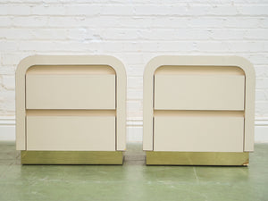 Pair of Plinth Base Post Modern Nightstands