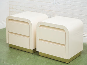 Pair of Plinth Base Post Modern Nightstands