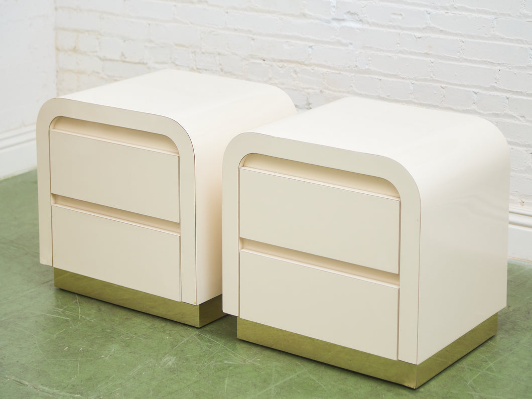 Pair of Plinth Base Post Modern Nightstands