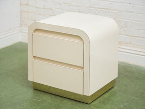 Pair of Plinth Base Post Modern Nightstands