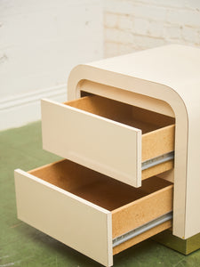 Pair of Plinth Base Post Modern Nightstands