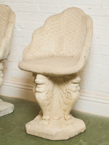 Pair of Vintage Grotto Cement Stone Garden Chairs