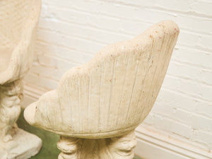 Pair of Vintage Grotto Cement Stone Garden Chairs