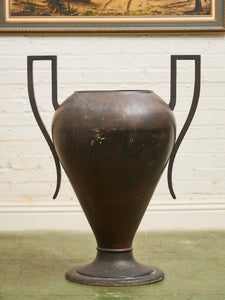 Large Kramer Brothers Cast Iron Planter Pot in Black Finish