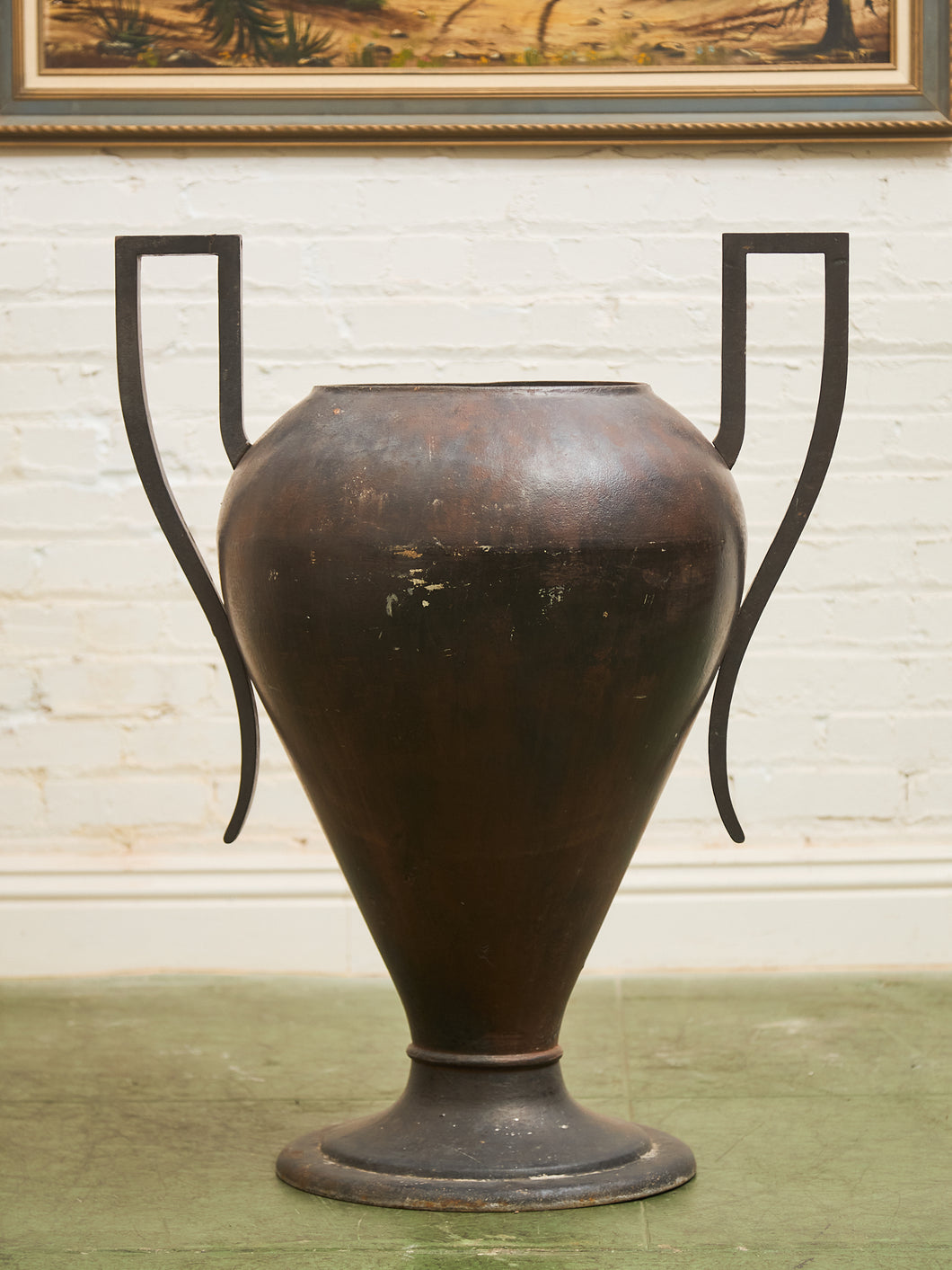 Large Kramer Brothers Cast Iron Planter Pot in Black Finish