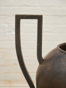 Large Kramer Brothers Cast Iron Planter Pot in Black Finish