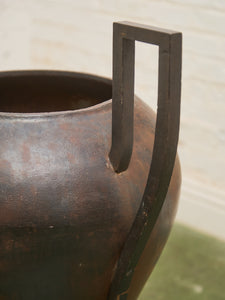 Large Kramer Brothers Cast Iron Planter Pot in Black Finish