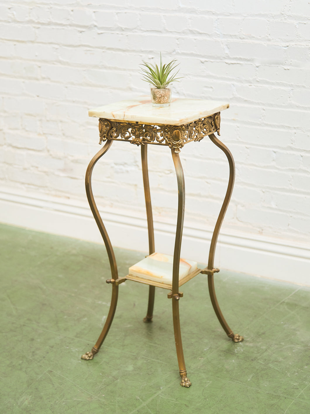 19th Century Cast Iron Marble Antique Plant Stand