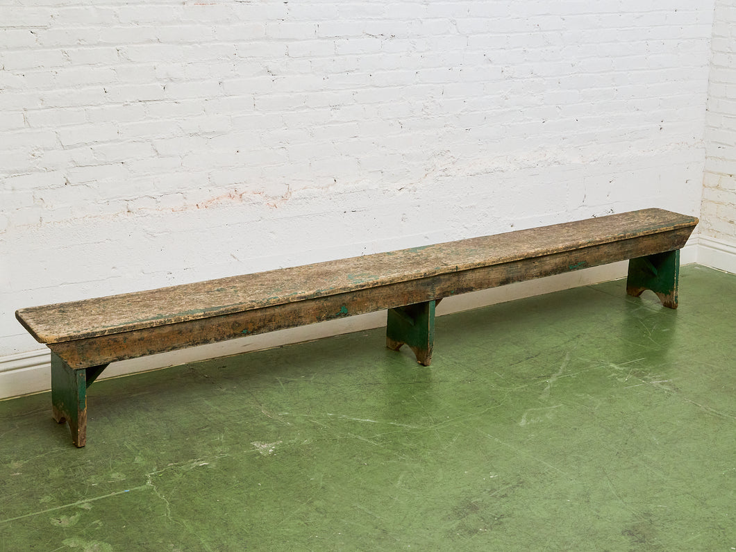 Primitive Industrial Bench with Verdigris Undertones