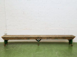 Primitive Industrial Bench with Verdigris Undertones