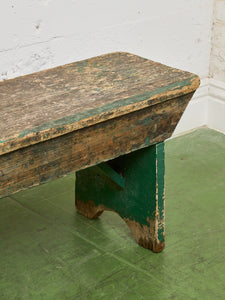 Primitive Industrial Bench with Verdigris Undertones
