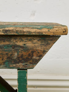 Primitive Industrial Bench with Verdigris Undertones