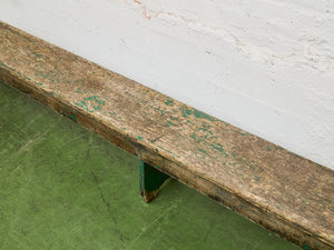 Primitive Industrial Bench with Verdigris Undertones