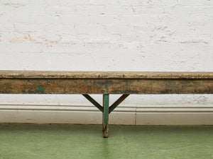 Primitive Industrial Bench with Verdigris Undertones