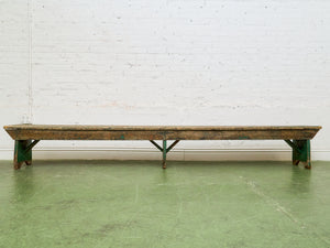 Primitive Industrial Bench with Verdigris Undertones