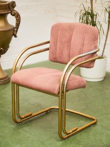 Deco Style Vintage Gold and Dusty Rose Dining Chairs