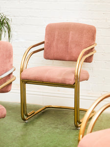 Deco Style Vintage Gold and Dusty Rose Dining Chairs