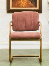 Load image into Gallery viewer, Deco Style Vintage Gold and Dusty Rose Dining Chairs
