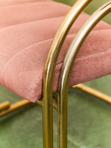 Deco Style Vintage Gold and Dusty Rose Dining Chairs