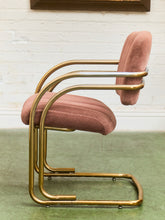 Load image into Gallery viewer, Deco Style Vintage Gold and Dusty Rose Dining Chairs
