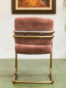 Deco Style Vintage Gold and Dusty Rose Dining Chairs