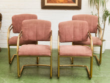 Load image into Gallery viewer, Deco Style Vintage Gold and Dusty Rose Dining Chairs
