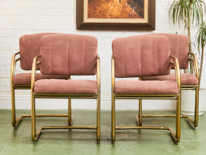 Deco Style Vintage Gold and Dusty Rose Dining Chairs
