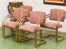 Load image into Gallery viewer, Deco Style Vintage Gold and Dusty Rose Dining Chairs
