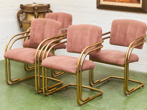 Deco Style Vintage Gold and Dusty Rose Dining Chairs