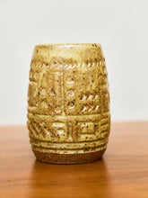 Load image into Gallery viewer, Earth-Toned Studio Pottery Vessel with Geometric Relief
