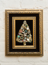 Load image into Gallery viewer, Framed Mid-Century Jewelry Christmas Tree Collage

