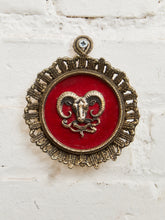Load image into Gallery viewer, Astrological Aries Ram’s Head Wall Plaque with Red Velvet
