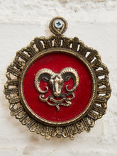Load image into Gallery viewer, Astrological Aries Ram’s Head Wall Plaque with Red Velvet
