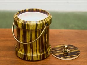 1960s Striped Lucite Ice Bucket with Brass Handle