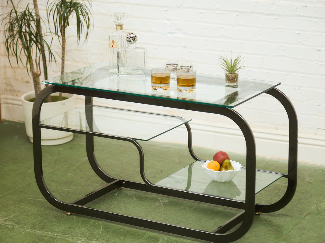 Mid-Century Modern Brass Bar Cart Milo Baughman Style Etagere