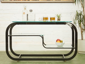 Mid-Century Modern Brass Bar Cart Milo Baughman Style Etagere