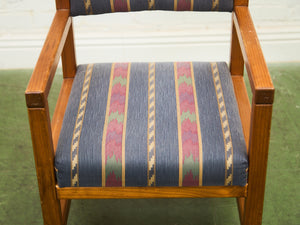 Pair of Modernist Pine Armchairs with Original Upholstery
