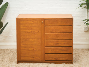 Large Multiple Drawer Mid-Century Modern Teak Cabinet Danish Modern