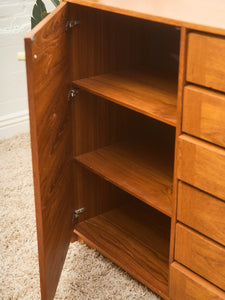 Large Multiple Drawer Mid-Century Modern Teak Cabinet Danish Modern