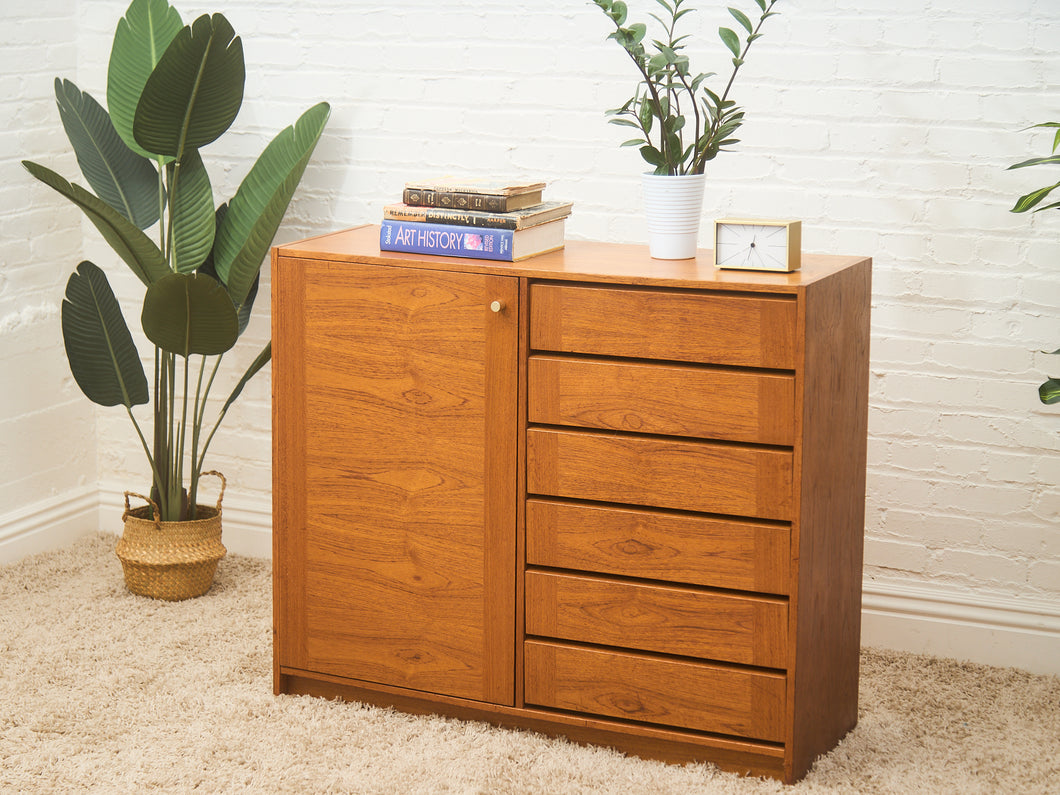 Large Multiple Drawer Mid-Century Modern Teak Cabinet Danish Modern
