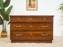 Load image into Gallery viewer, Mid-Century Modern Walnut 6-Drawer Dresser with Chrome Pulls
