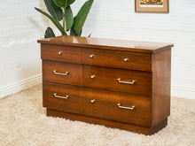 Load image into Gallery viewer, Mid-Century Modern Walnut 6-Drawer Dresser with Chrome Pulls
