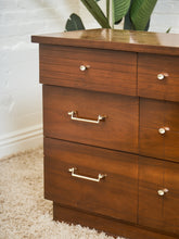 Load image into Gallery viewer, Mid-Century Modern Walnut 6-Drawer Dresser with Chrome Pulls
