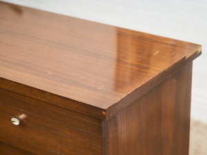 Mid-Century Modern Walnut 6-Drawer Dresser with Chrome Pulls