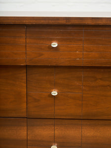 Mid-Century Modern Walnut 6-Drawer Dresser with Chrome Pulls