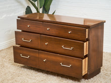 Load image into Gallery viewer, Mid-Century Modern Walnut 6-Drawer Dresser with Chrome Pulls
