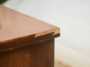 Mid-Century Modern Walnut 6-Drawer Dresser with Chrome Pulls